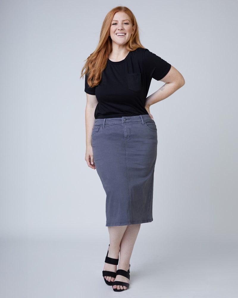 Front of a model wearing a size 14 Skirt - Jolene in JOLENE by Slink Jeans. | dia_product_style_image_id:310817